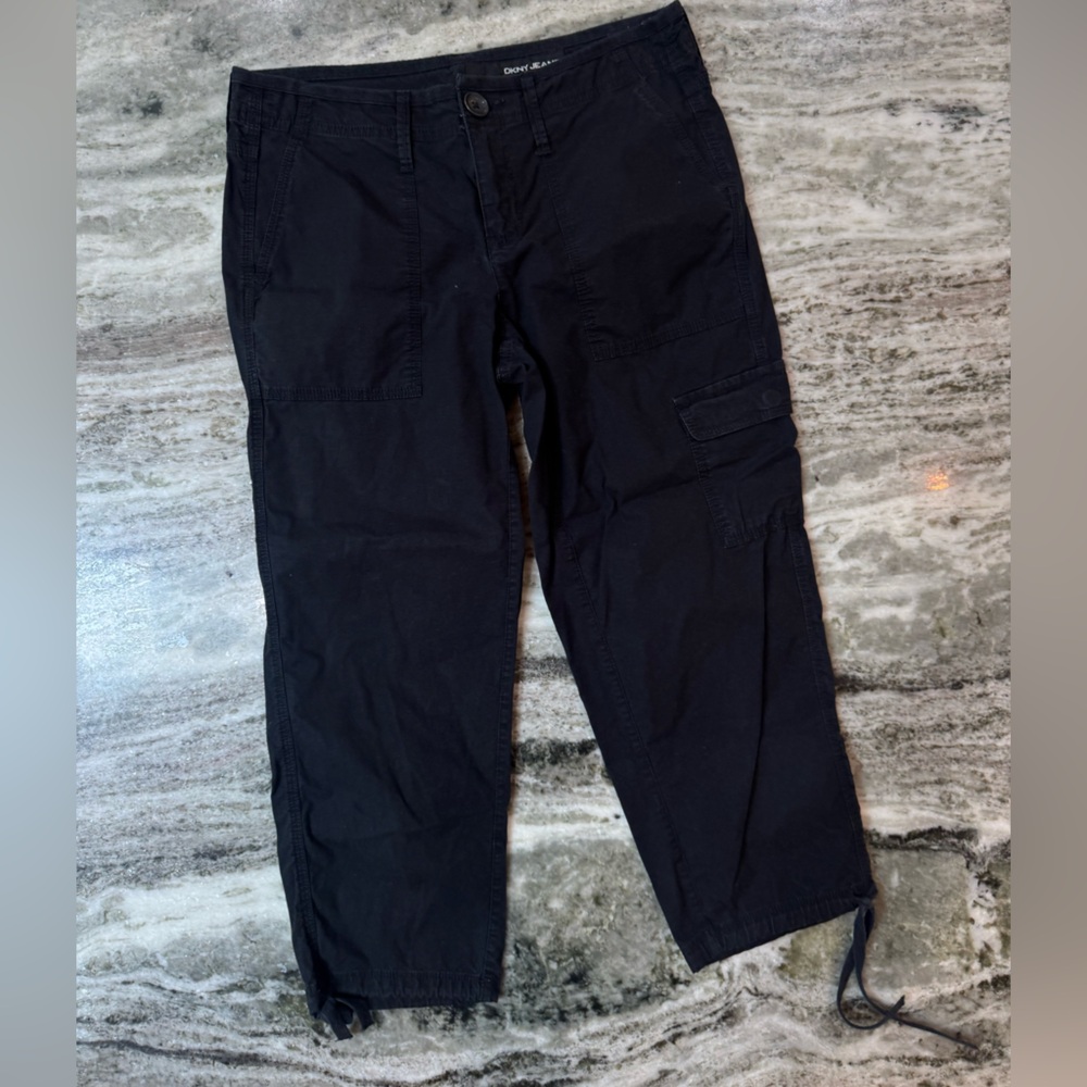 Y2k DKNY Black Cropped Pants w/ Ties